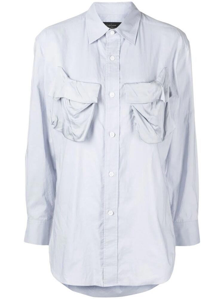 Yohji Yamamoto drape-pocket shirt - Blue Cover