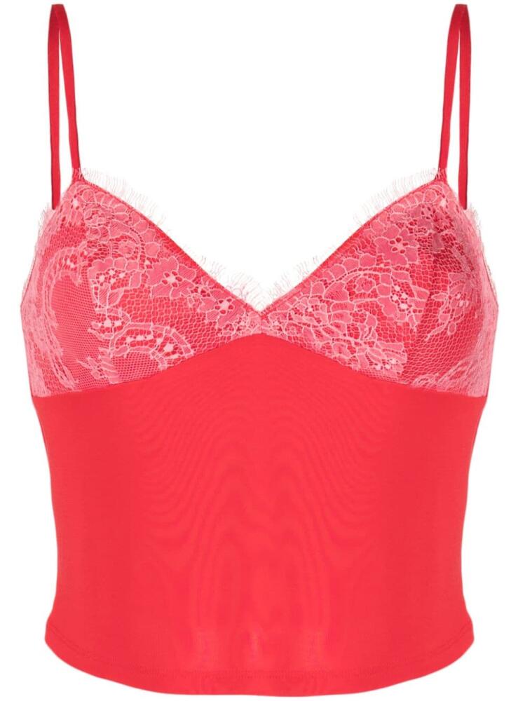 Fleur Du Mal floral-lace V-neck top - Red Cover