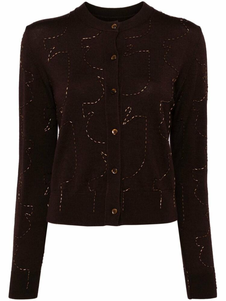 JNBY bead embellishment cardigan - Brown Cover