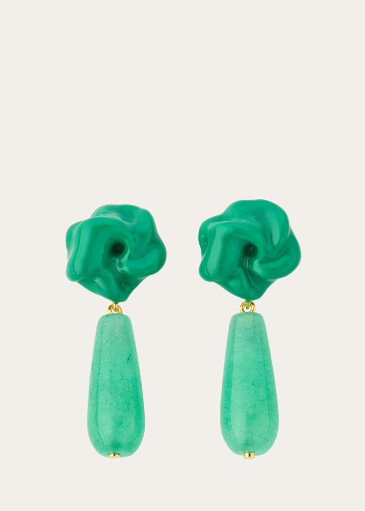 Completedworks The Depths of Time Green Chalcedony and Enamel Recycled Gold Vermeil Earrings Cover