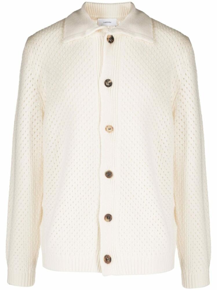 Lardini pointelle-knit wool cardigan - White Cover