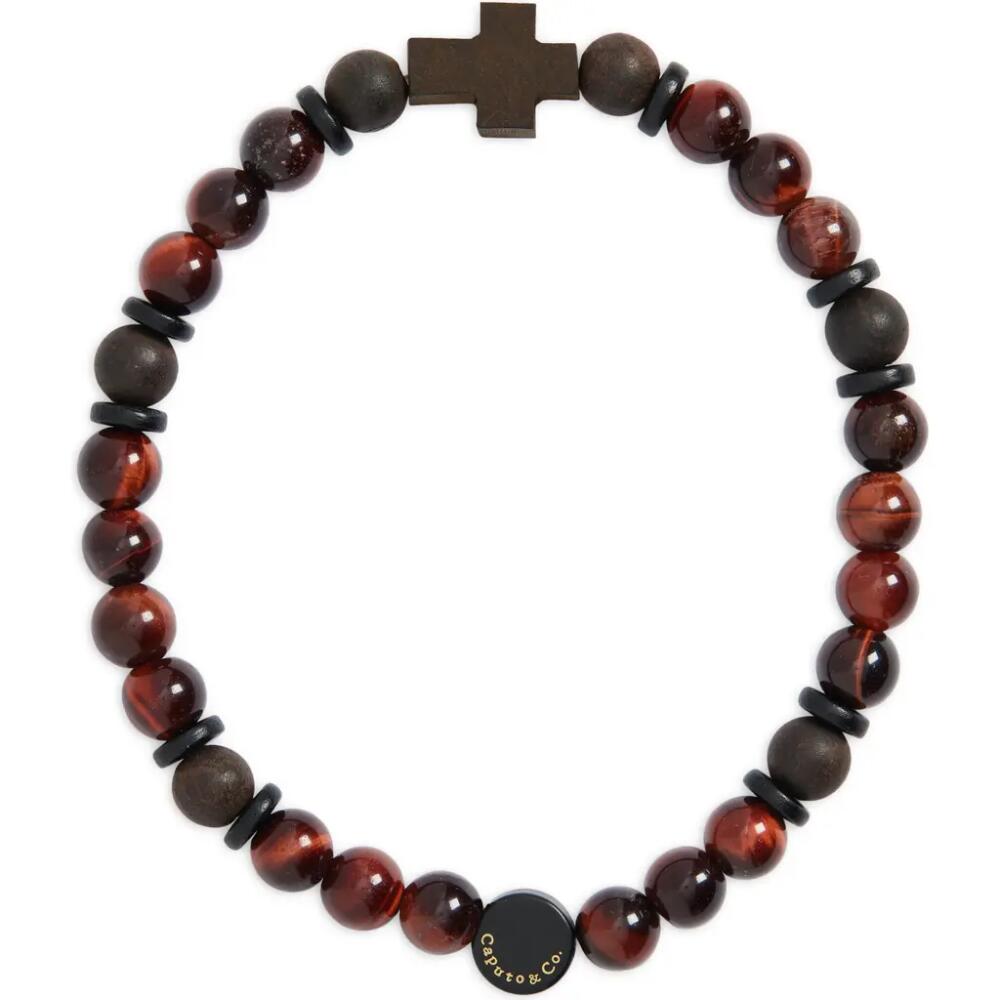 Caputo & Co. Men's Azabache Cross Beaded Stretch Bracelet in Red Tiger Eye Cover