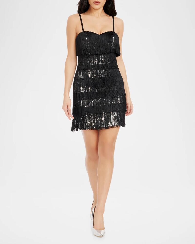 Dress the Population Black Label Rebecca Fringed Sequin Sweetheart Mini Dress Cover