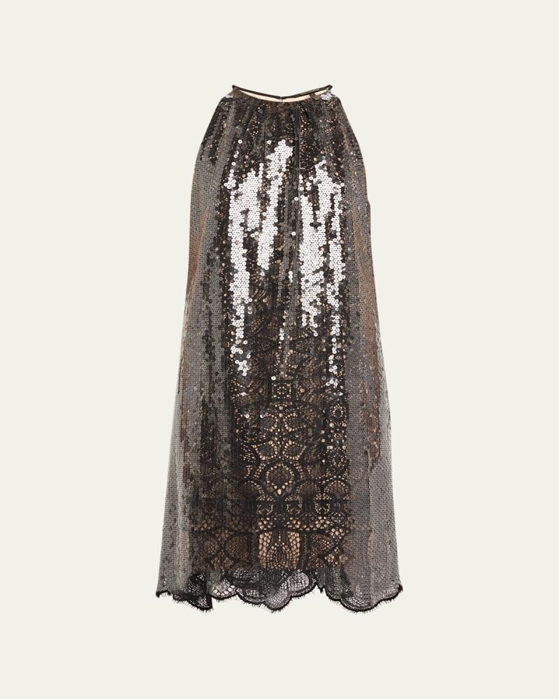 Kobi Halperin Maya Sequin Lace Halter Midi Dress Cover