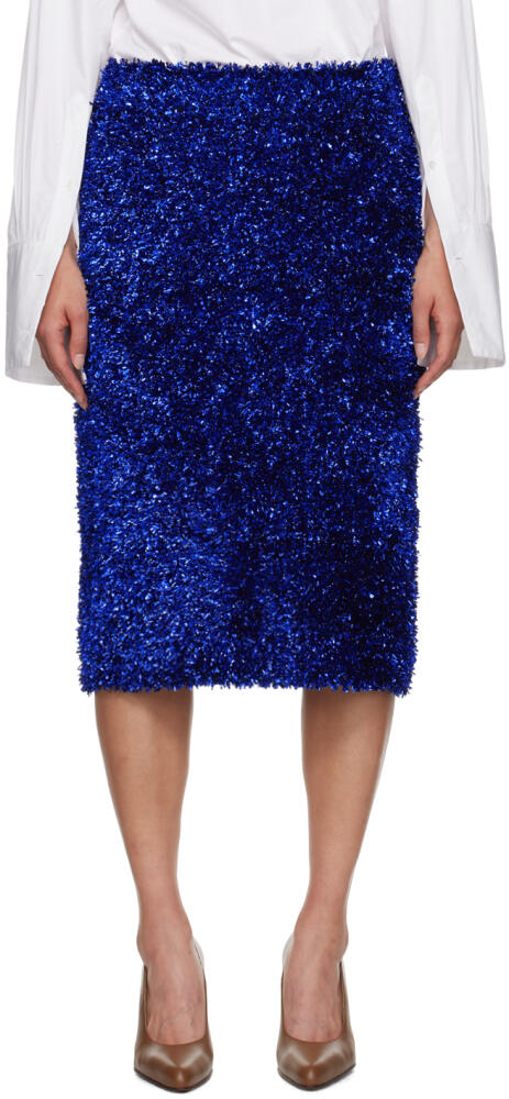 Dries Van Noten Blue Tinsel Midi Skirt Cover