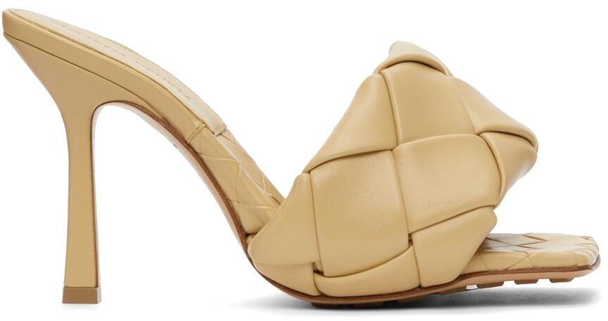 Bottega Veneta Beige Intrecciato Lido Heeled Sandals Cover