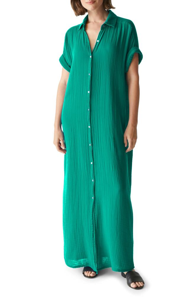 Michael Stars Allen Tie Waist Maxi Shirtdress in Kelly Cover