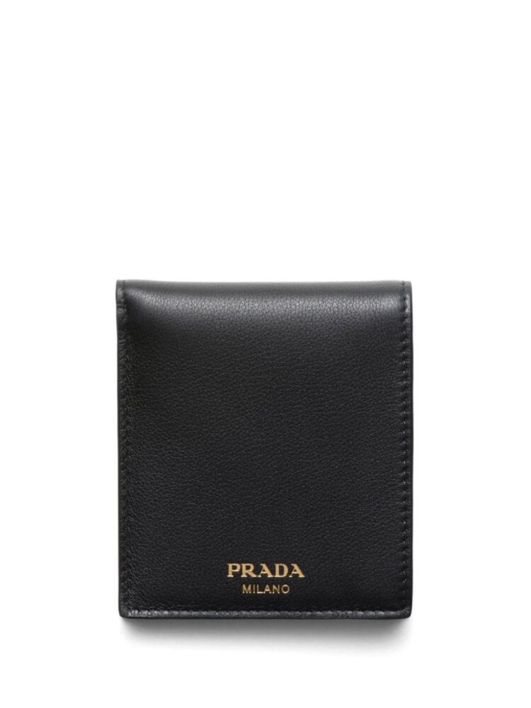 Prada logo-stamp bi-fold leather wallet - Black Cover