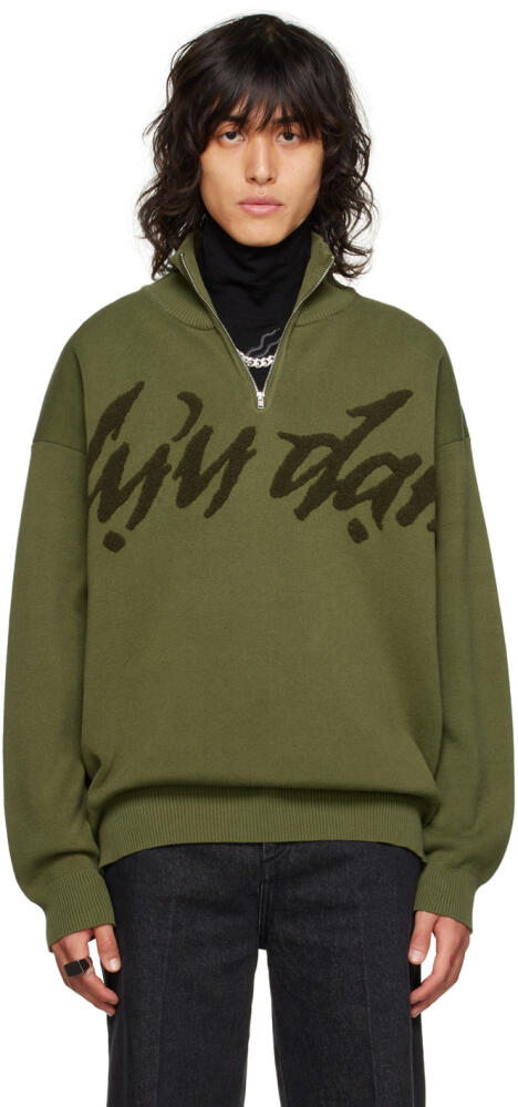 LU'U DAN SSENSE Exclusive Khaki Half-Zip Sweater Cover