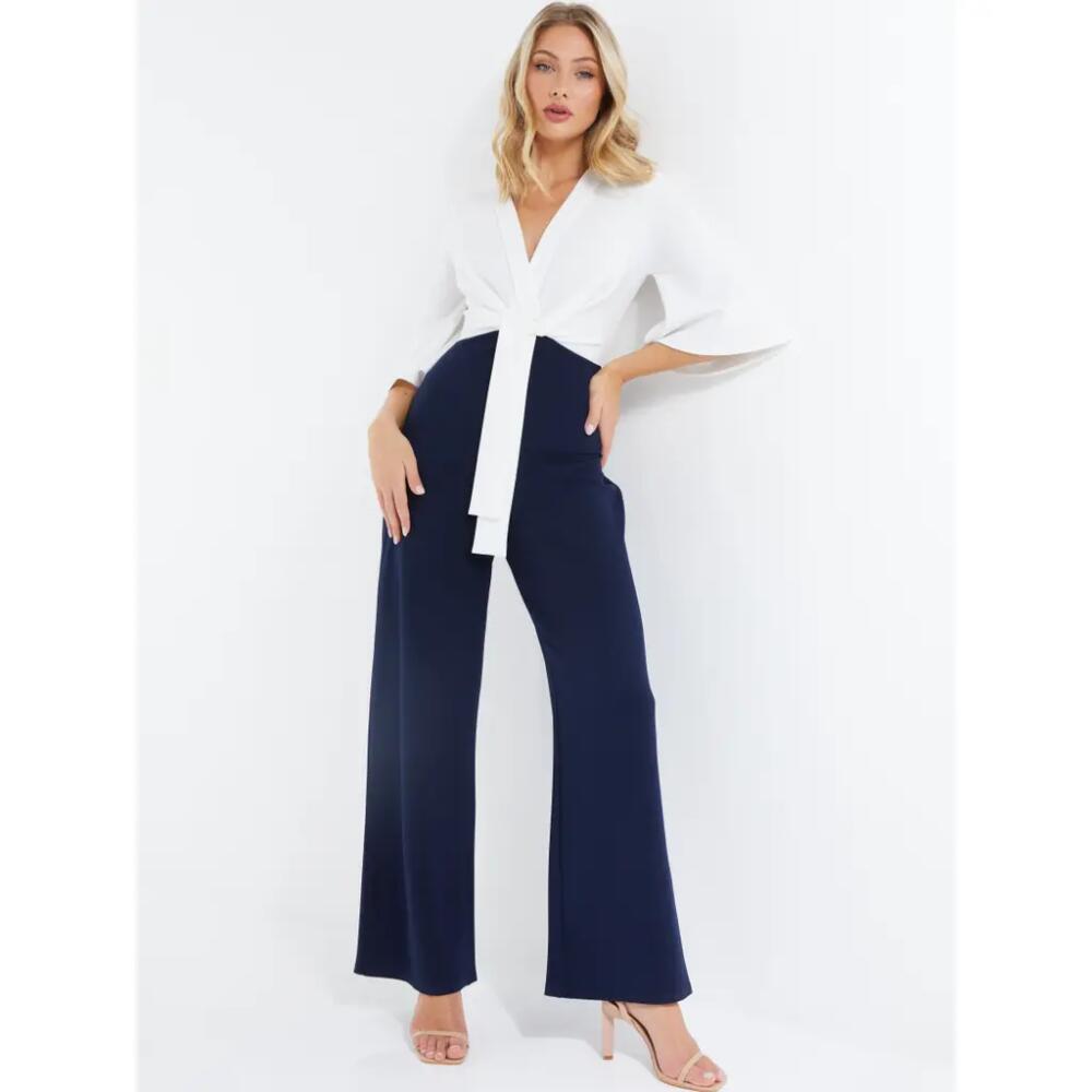 QUIZ Two Toned Scuba Crepe Jumpsuit in Navy Cover