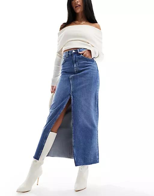 & Other Stories denim midaxi skirt with split in mid blue ASOS exclusive Cover