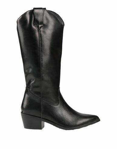 Francesco Milano Woman Boot Black Leather Cover