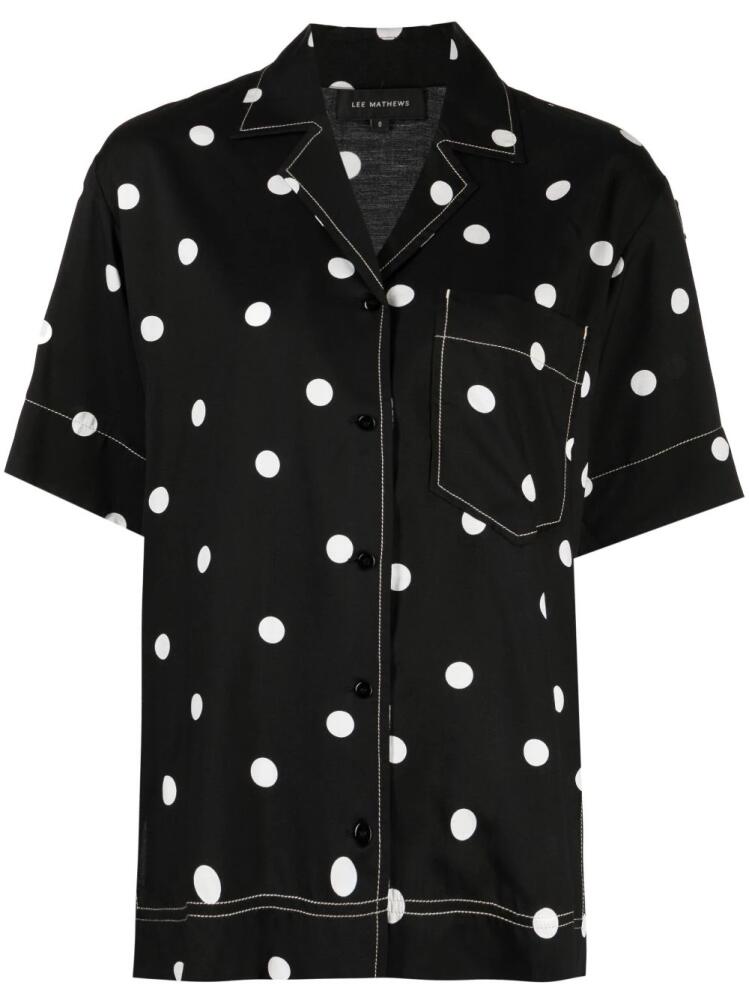 Lee Mathews Olive SS polka dot-print shirt - Black Cover