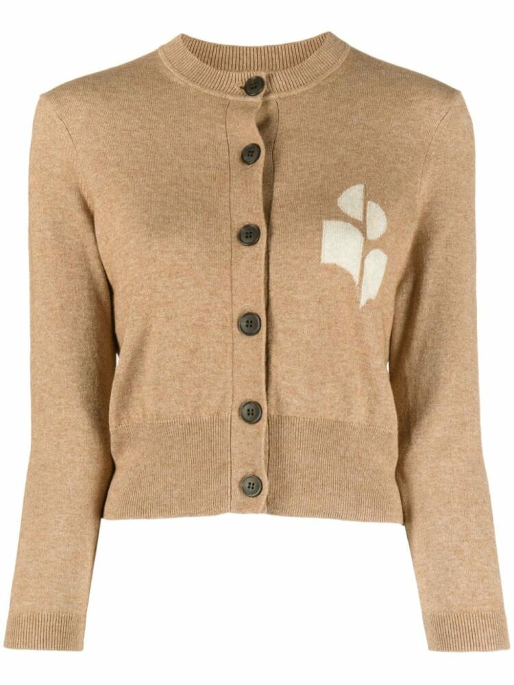 MARANT ÉTOILE Newton intarsia-logo cropped cardigan - Neutrals Cover