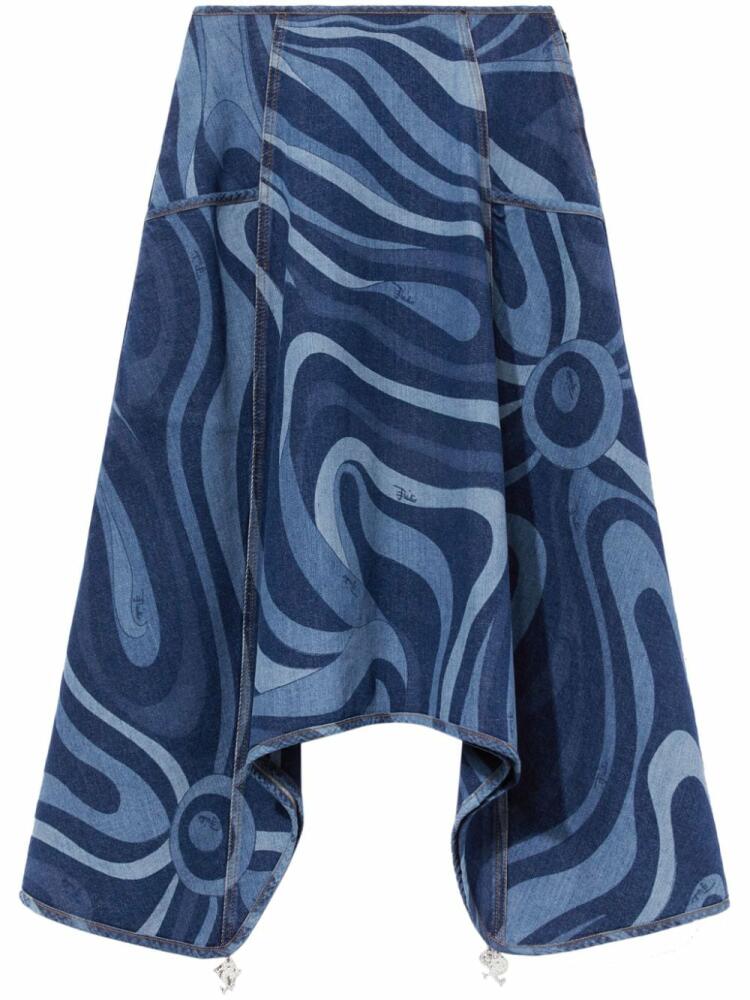 PUCCI Marmo-print denim skirt - Blue Cover