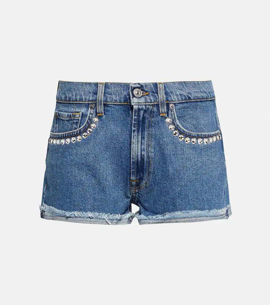 7 For All Mankind Crystal-embellished denim shorts Cover