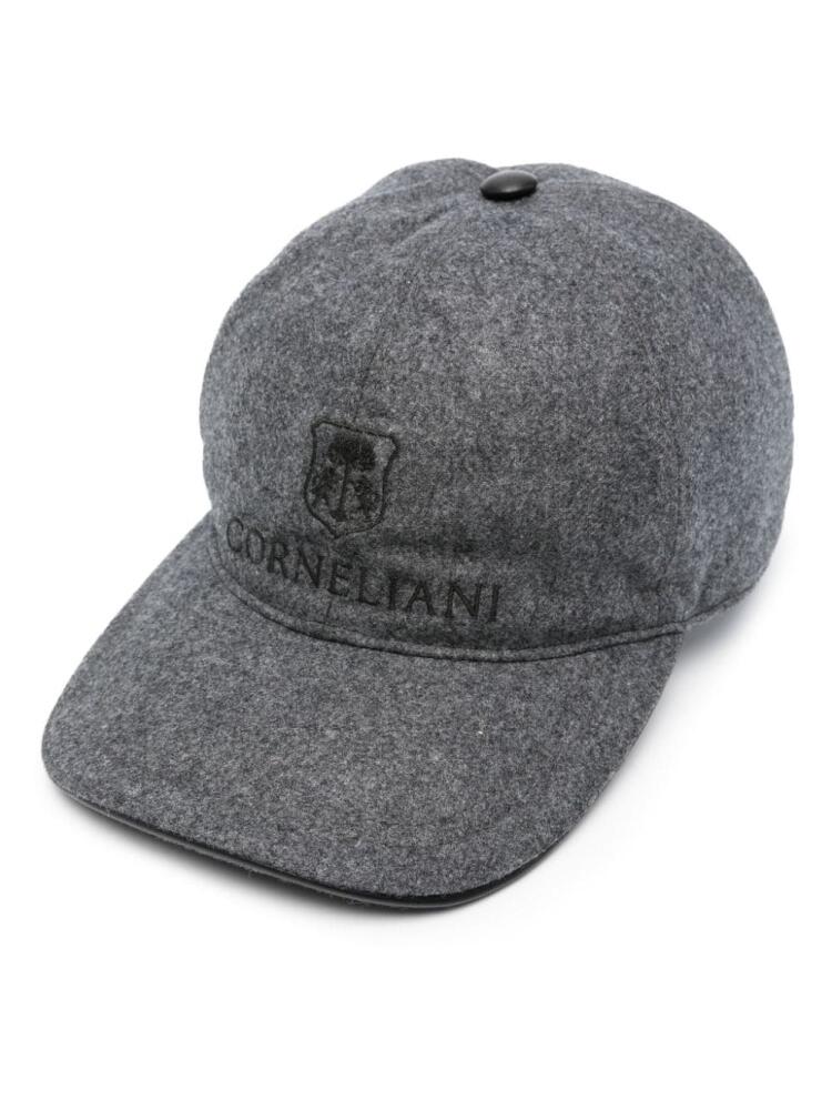 Corneliani logo-embroidered virgin wool cap - Grey Cover