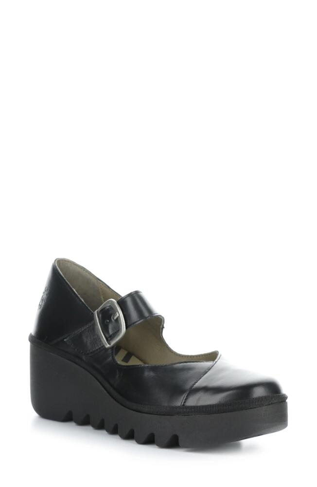 Fly London Baxe Mary Jane Pump in 006 Black Cover