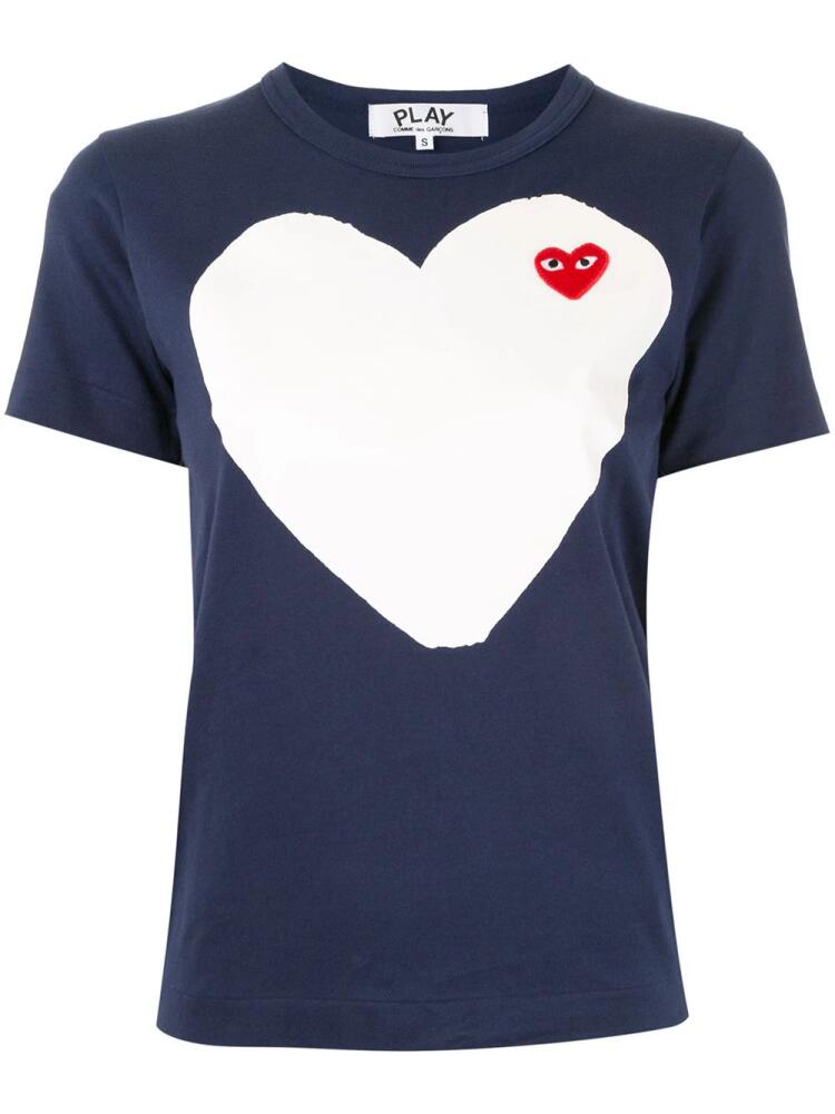 Comme Des Garçons Play logo-patch printed T-shirt - Blue Cover