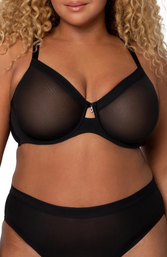 Curvy Couture Full Figure Mesh Underwire Bra in Black Cover