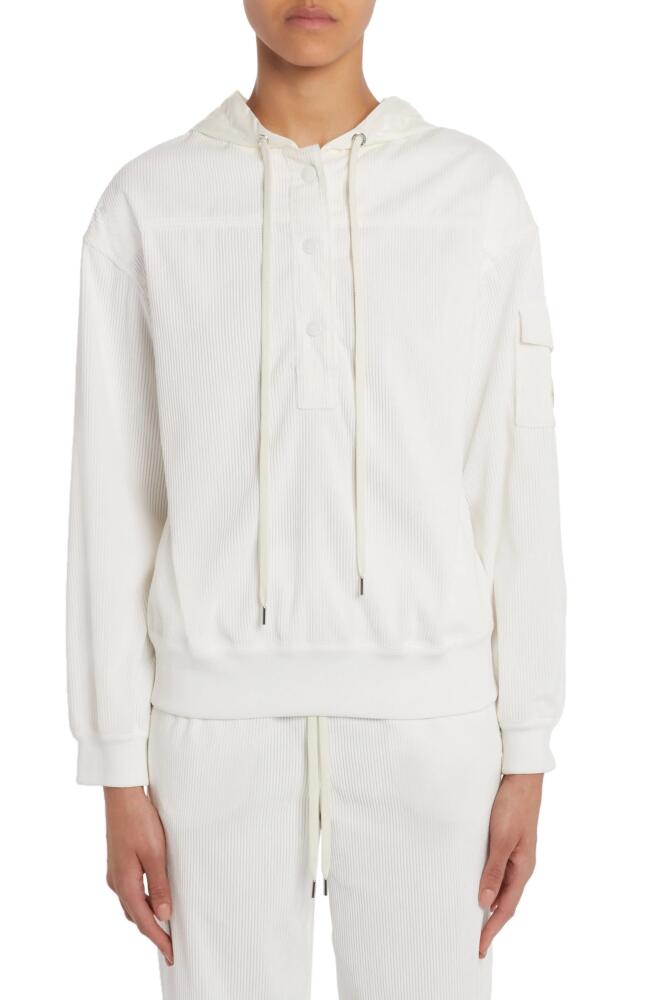 Moncler Stretch Corduroy Popover Hoodie in White Cover