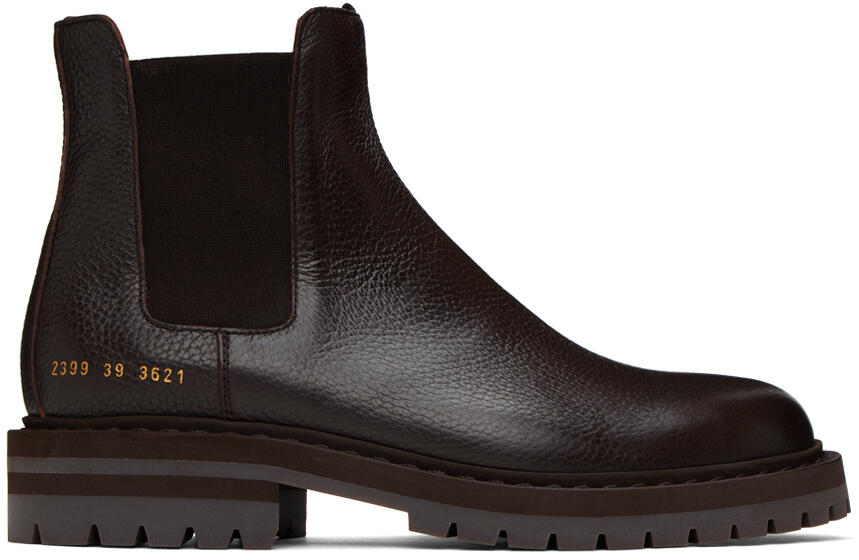 Common Projects Brown Stamped Chelsea Boots Cover