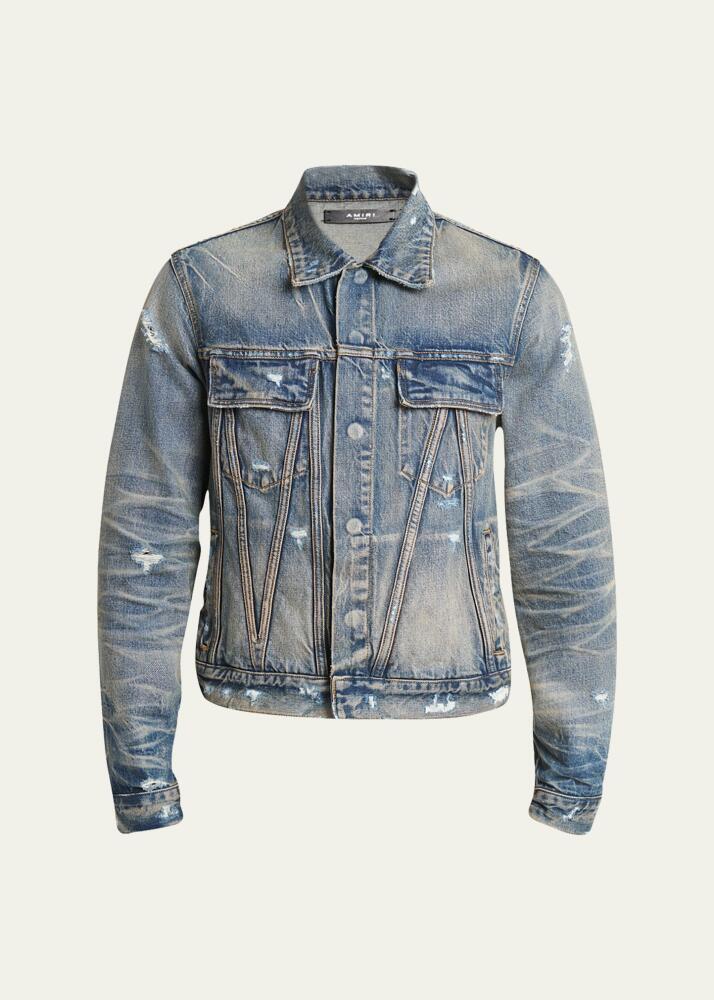 Amiri Men's Faded Denim MA Trucker Jacket Cover