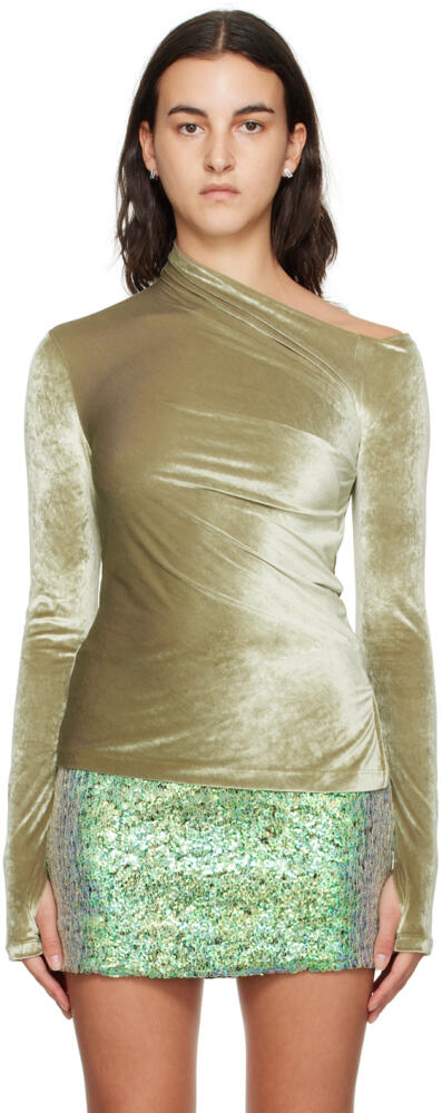 Helmut Lang Khaki Asymmetrical Long Sleeve T-Shirt Cover