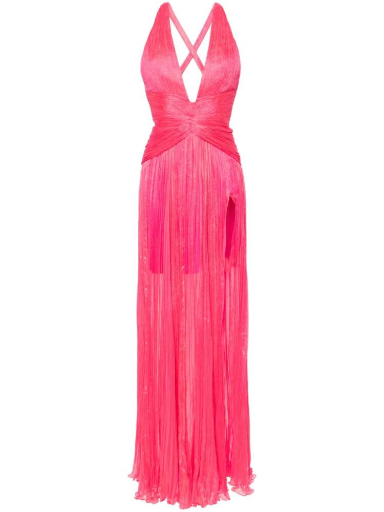 Iris Serban Claire V-neck plissé gown - Pink Cover