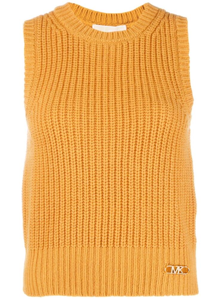 Michael Michael Kors logo-plaque ribbed-knit vest - Yellow Cover