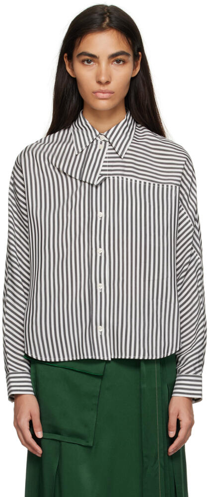 Victoria Beckham Off-White & Black Fluid Stripe Shirt Cover