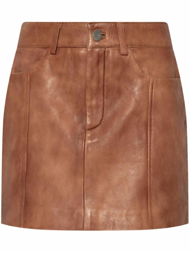 Gestuz fade-effect leather mini skirt - Brown Cover