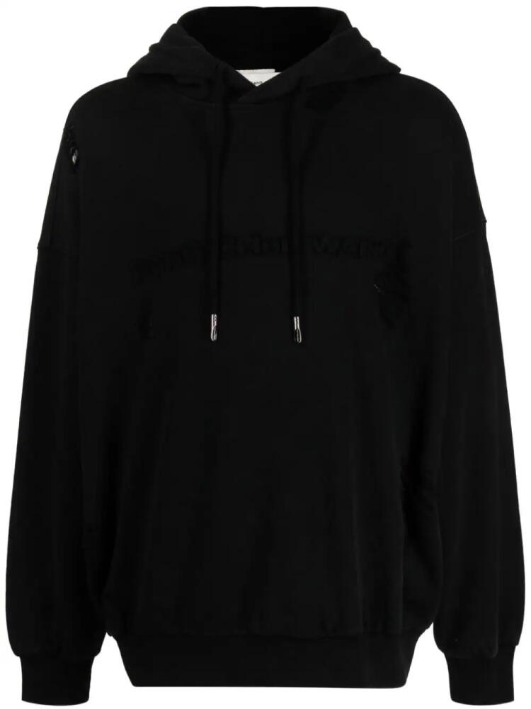 Feng Chen Wang logo-appliqué cotton hoodie - Black Cover