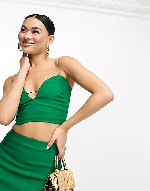 Vesper plunge spaghetti strap top in bright green - part of a set Cover