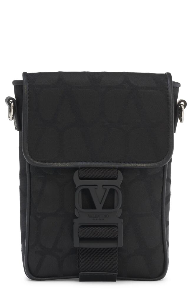 Valentino Garavani VLOGO Monogram Toile Crossbody Phone Case in Nero Cover