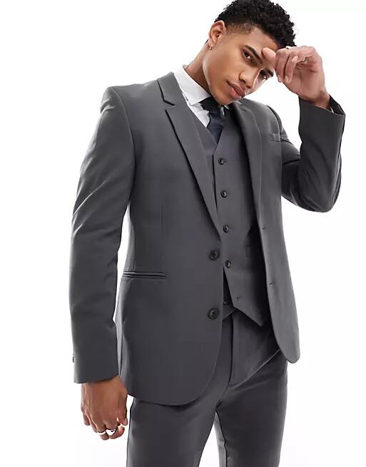 ASOS DESIGN super skinny suit jacket in gray Cover