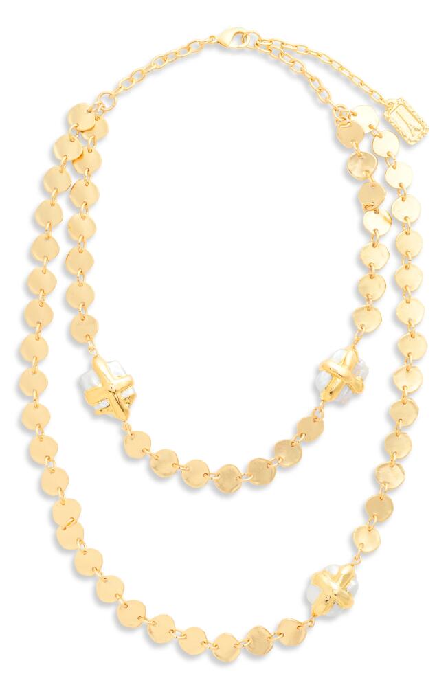 Karine Sultan Mini Coin & Pearl Layered Necklace in Gold Cover