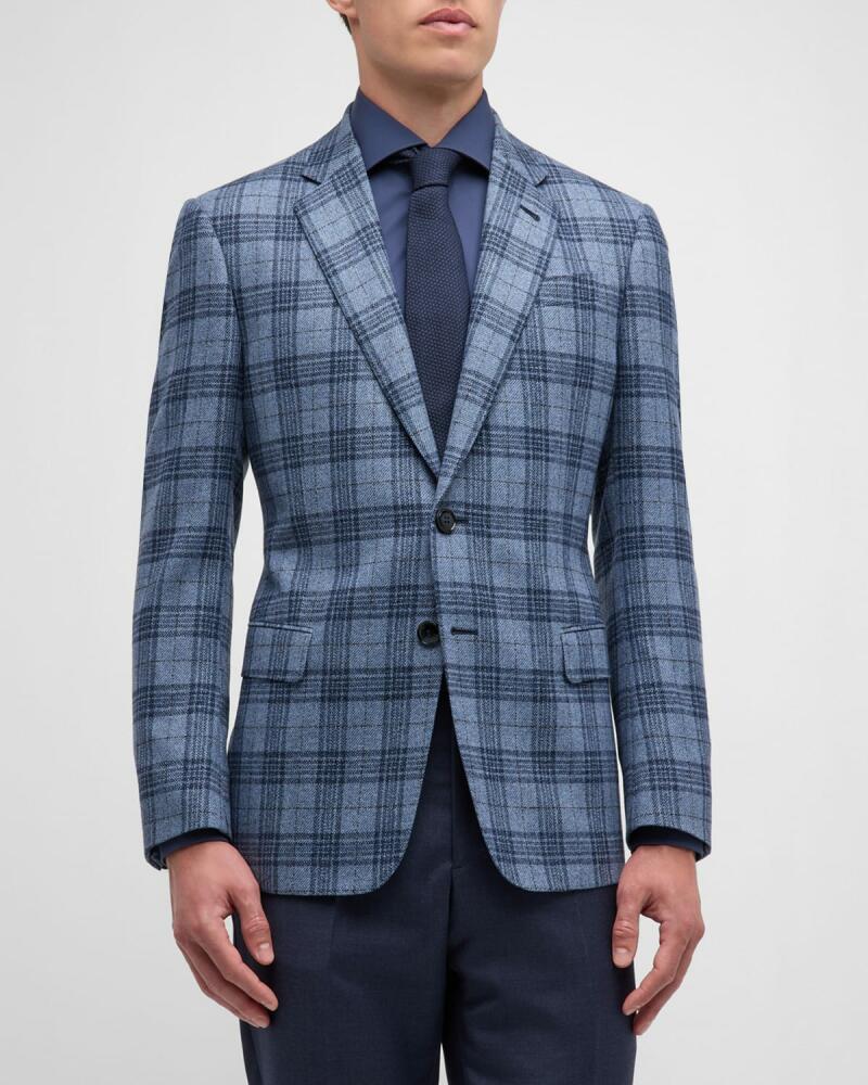 Giorgio Armani Men's Soft Wool-Cashmere Plaid Sport Coat Cover