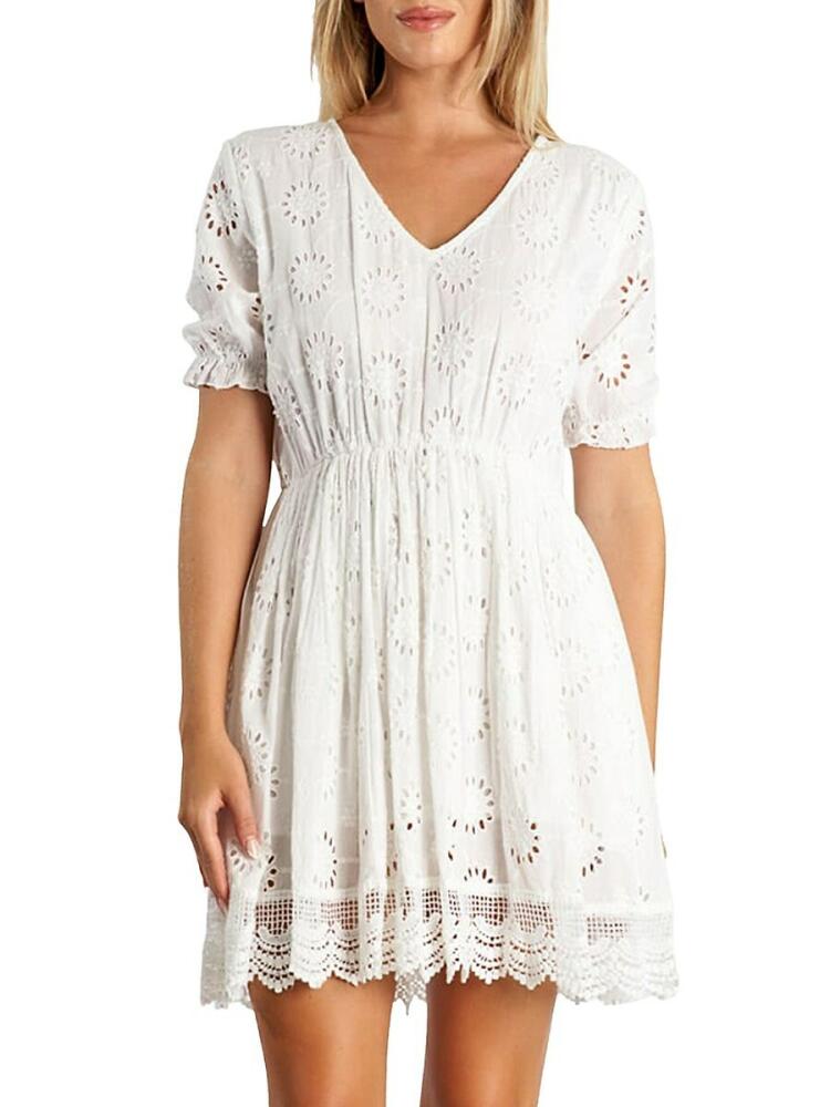 La Moda Clothing Women's Crochet Lace Mini Dress - White Cover