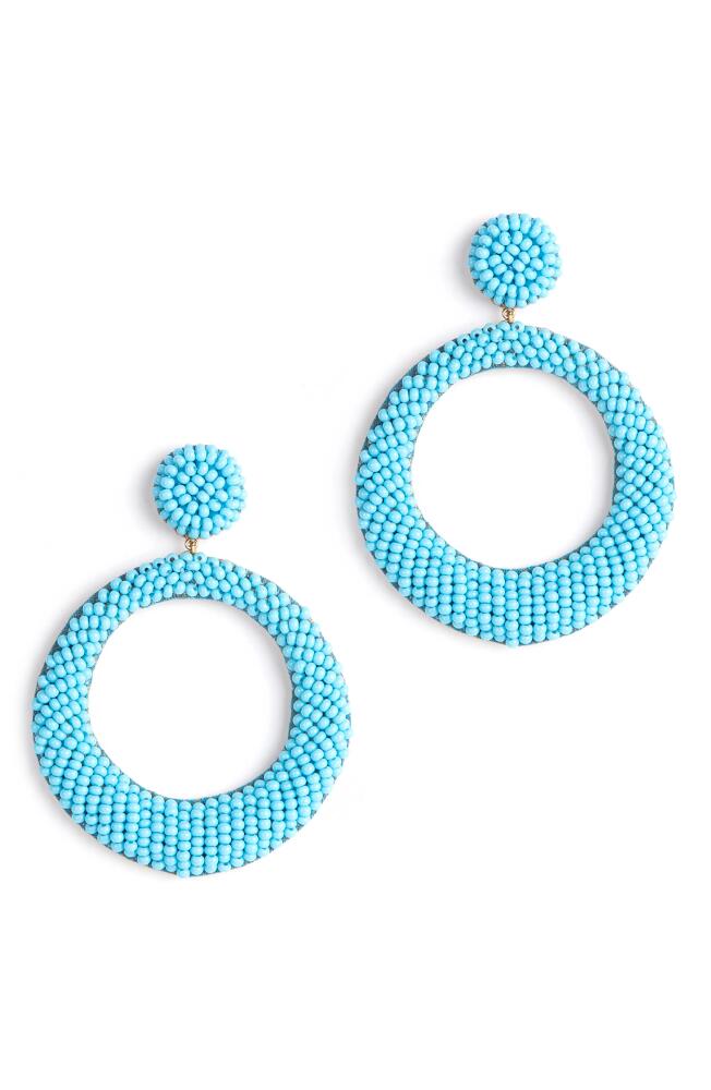 Deepa Gurnani Asta Beaded Hoop Drop Earrings in Turquoise Cover