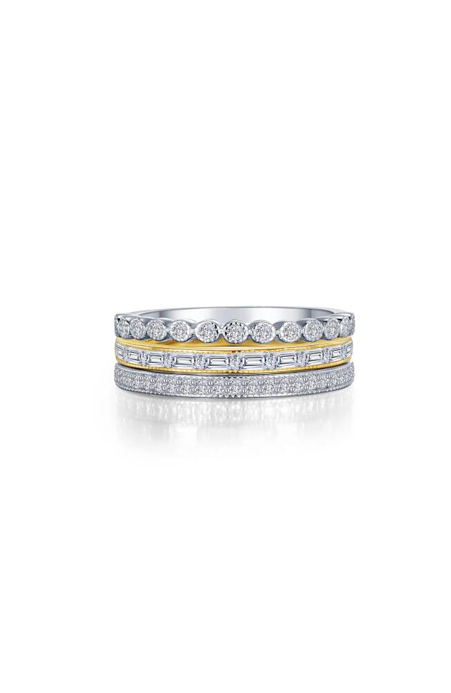 Lafonn Set of 3 Simulated Diamond Stackable Rings in Gold/Silver Cover