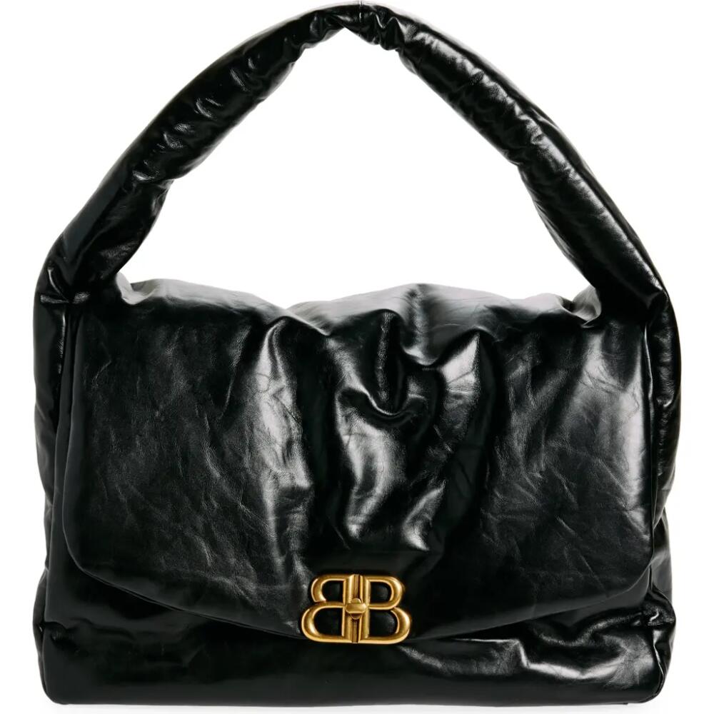 Balenciaga Large Monaco Leather Shoulder Bag in 1000 Black Cover