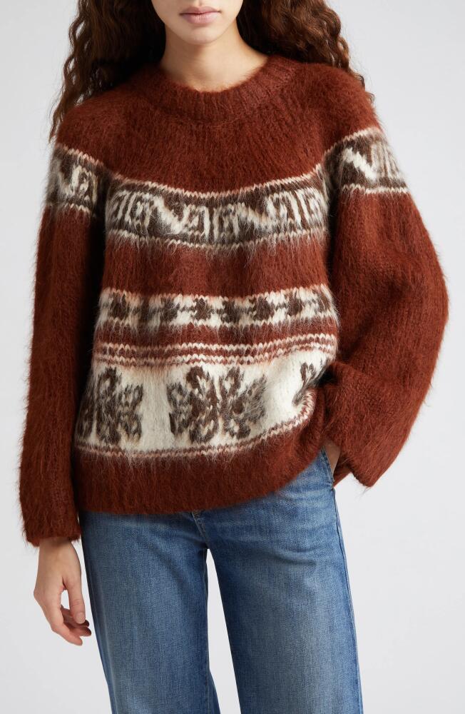 Bode Nobska Jacquard Alpaca Blend Sweater in Brown Cover