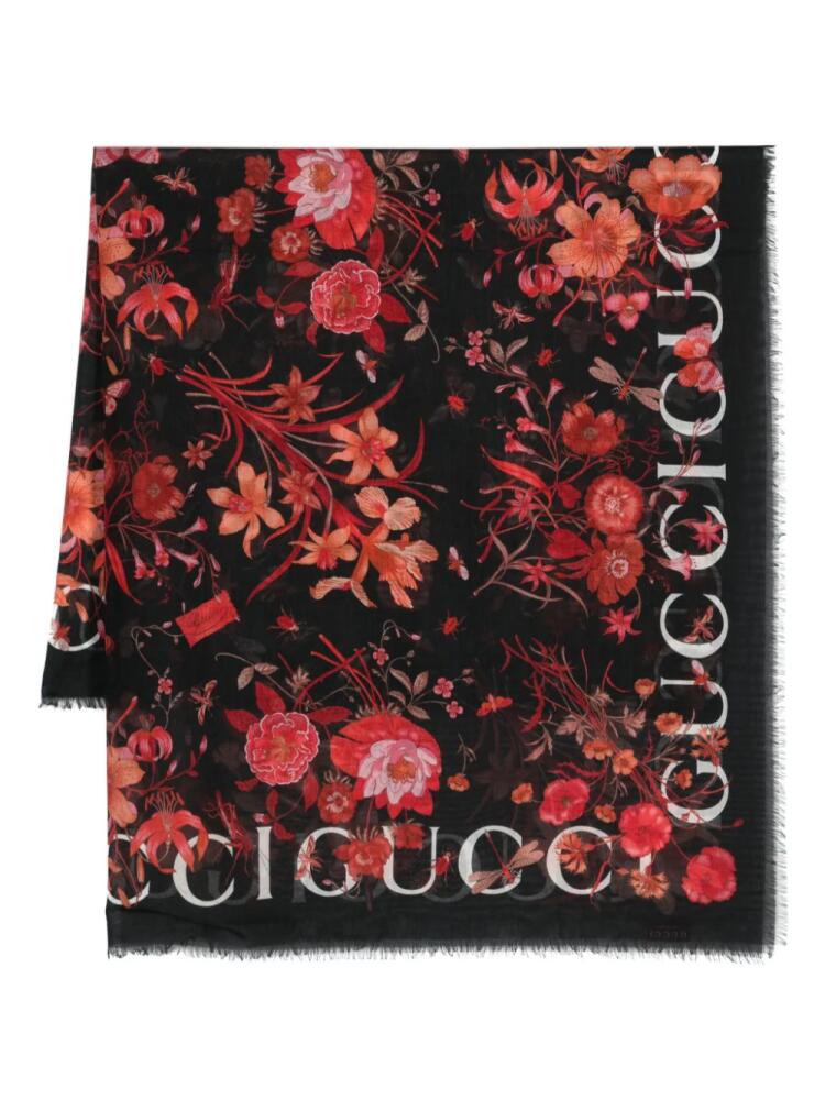 Gucci floral Gucci-print scarf - Black Cover