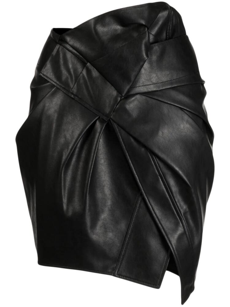 JNBY asymmetric faux-leather pleated miniskirt - Black Cover