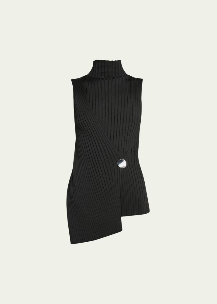 Jil Sander Disc Ribbed Asymmetric High-Neck Top Cover