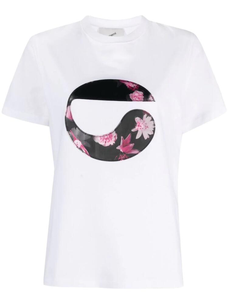 Coperni floral logo-patch T-shirt - White Cover