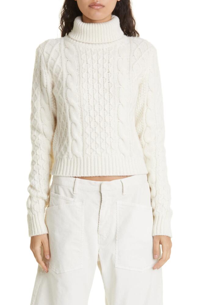 Nili Lotan Andrina Wool & Cashmere Cable Turtleneck Sweater in Ivory Cover