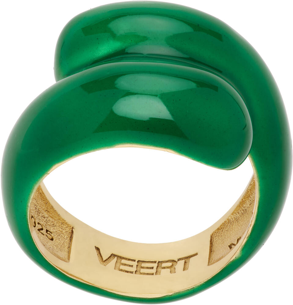 VEERT Gold 'The Green Enamel Wrap' Ring Cover