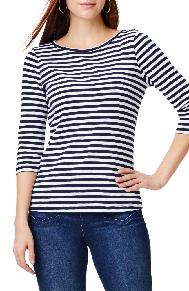 NZT by NIC+ZOE Stripe Bateau Neck Cotton Blend Top in Indigo Multi Cover